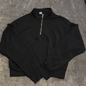 Slightly Cropped Quarter Zip Sweater